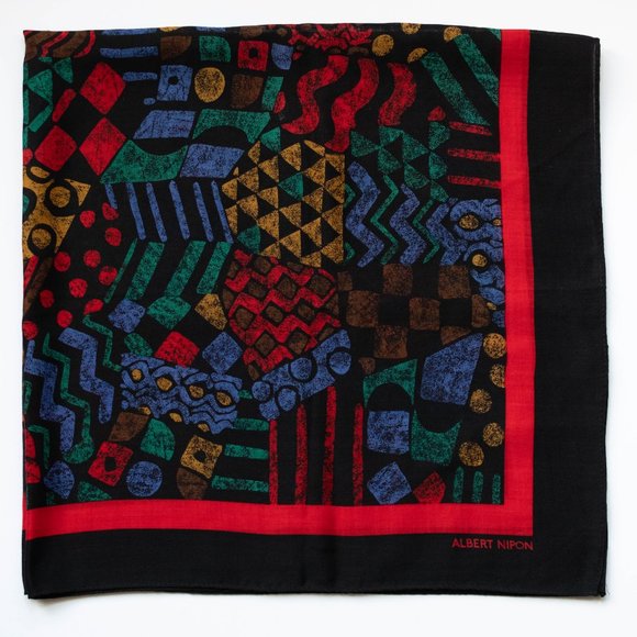 Albert Nipon Accessories - Albert Nipon Wool Scarf with Abstract Design
